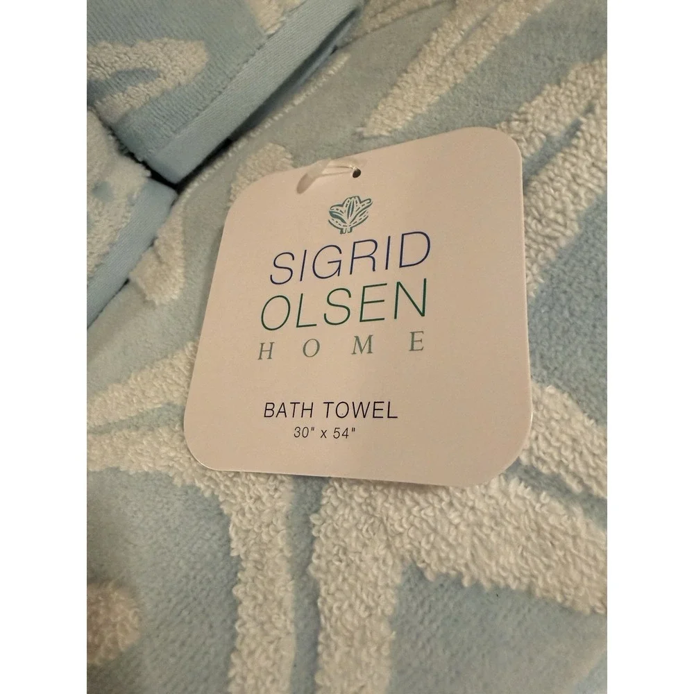 Sigrid Olsen Starfish Bathroom Towel Set 100% Cotton ~ 2Bath 2Hand 2Finger New